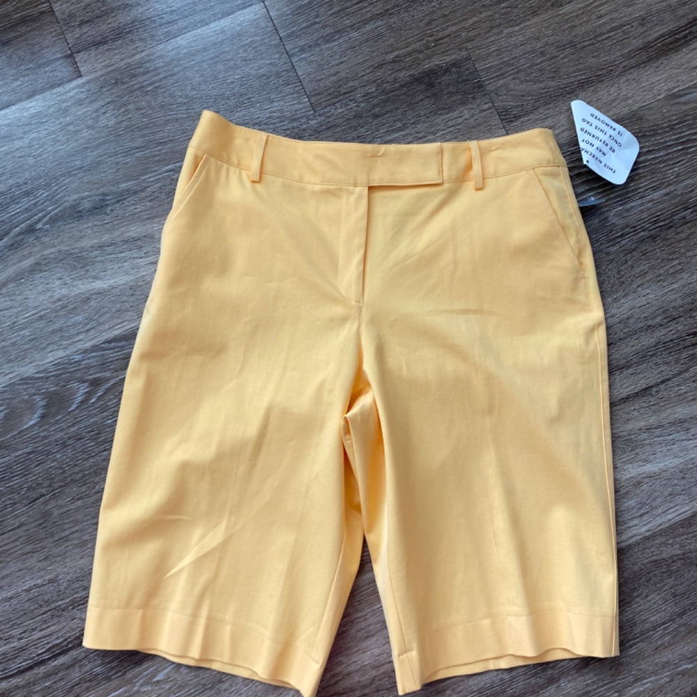 Womyn Yellow Bermuda Shorts - Cotton, Slight Stretch- New with Tags